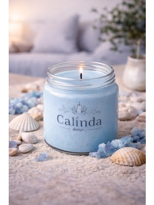 Calinda Candles Kavanoz Mum | Okyanus Kokulu %100 Soya Wax Dekoratif Mum – El Yapımı Modern Tasarım