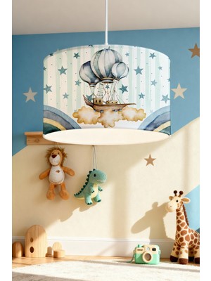 Allians Çocuk Odası Gemi Desenli Renkli Avize, Güvenli ve Şık Aydınlatma