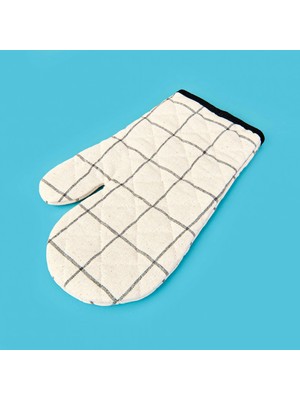 Matmel Trallies Fırın Eldiveni - Ekru / Siyah - 17X30 cm
