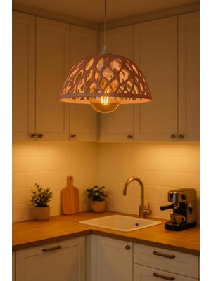 Allians Beyaz ve Pembe Renkli Şık Tekli Avize, Modern Dekorasyon Için Ideal