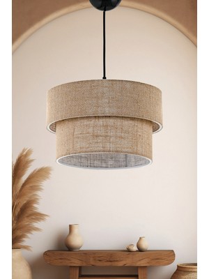 Allians Doğal Rattan Sarkıt Avize, El Yapımı Jüt Ip Kumaş Tasarımı