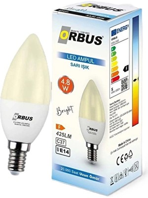 2 Adet Orbus LED Mum Tipi Ampül Sarı 4.8W