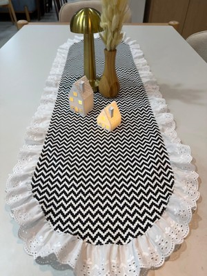 Nurgita Home Vintage Duck Keten Zigzag Desenli Runner