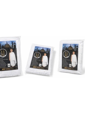 SHR Tasarım %100 Pamuk Çocuk Ihramı 75X150 cm – Terletmez, Dikişsiz 2 Parça Umre ve Hac Ihram Seti