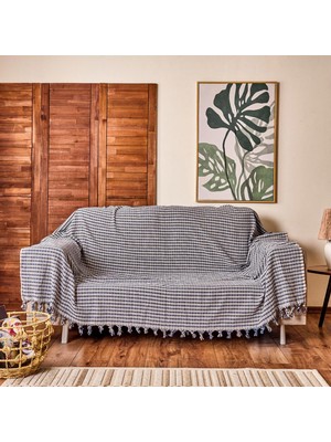 Matmel Soft Dama Koltuk Örtüsü - Ekru / Lacivert - 180X200 cm