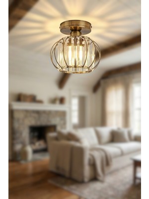 Allians Şık Kristal Taşlı Modern Tekli Avize, Zarif ve Parlak Aydınlatma