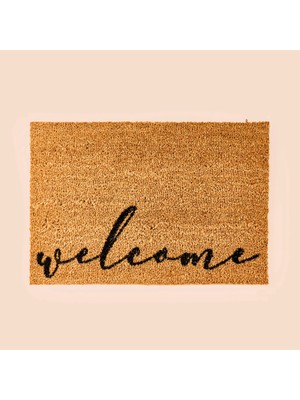 Matmel Home Koko Welcome Desenli Kapı Paspası - Bej / Siyah - 40X60 cm