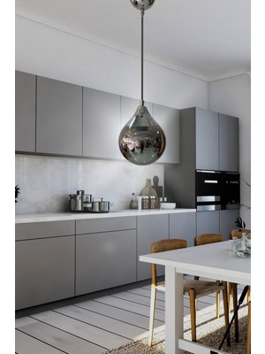 Allians Şık Gümüş Detaylı Cam Avize, Yatak Odası, Salon, Mutfak ve Hol Için