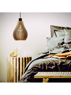 Allians Modern Ahşap Armut Avize, Şık Salon ve Yatak Odası Dekoru Için Ideal