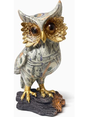 Dolar Baskılı Özel Tasarım Polyester Baykuş - 22X13 cm