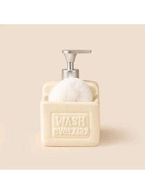 Arow Cleo Süngerli Polyresin Sıvı Sabunluk - Beyaz / Gri - 610 ml