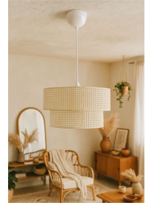 Allians Rattan 2 Katlı Pasta Sarkıt Avize, Şık ve Modern Iç Mekan Aydınlatması