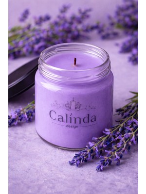 Calinda Candles Kavanoz Mum | Lavanta Kokulu %100 Soya Wax Dekoratif Mum – El Yapımı Modern Tasarım