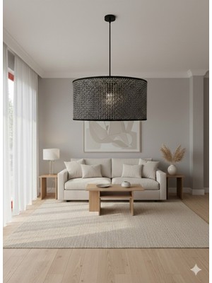 Allians Doğal Hazeran Rattan Sarkıt Avize, Çocuk ve Yatak Odası Için Şık Aydınlatma