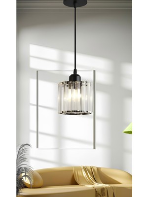 Allians Modern Siyah Kristal Sarkıt Avize, Şık ve Zarif Tasarım