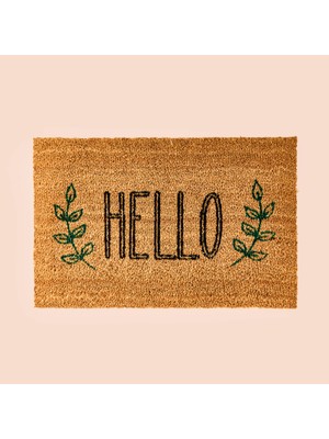 Matmel Home Koko Hello Desenli Kapı Paspası - Bej / Siyah - 40X60 cm
