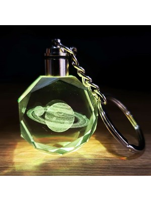 Satürn Gezegen Tasarım Işıklı Anahtarlık