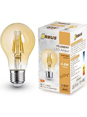 3 Adet Ampul Orbus LED Filament A60 E27 6W