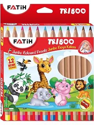 Fatih Tribo 12 Renk Jumbo Kuru Boya Kalem Seti Üçgen Tasarım ve Kolay Kullanım İçin