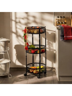 Matmel Yuvarlak Katlanır Meyve Sebze Sepeti - Siyah