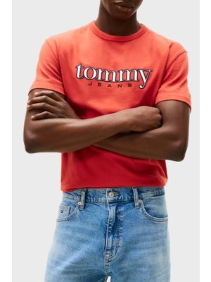 Tommy Jeans Pamuklu Regular Fit Logolu Bisiklet Yaka T Shirt Erkek T Shirt DM0DM22719 Xl0