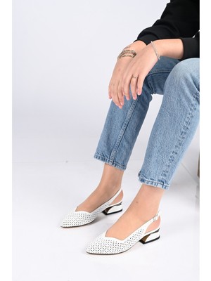 Bestello Zımbalı Neolit Taban Sivri Burun Kalın Topuklu Ayakkabı 339-307 Kadın Ayakkabı