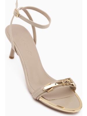 Limoya Kasia Bej Tokalı Kadın Topuklu Ayakkabı