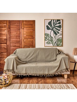 Matmel Soft Dama Koltuk Örtüsü - Ekru / Yeşil - 180X200 cm