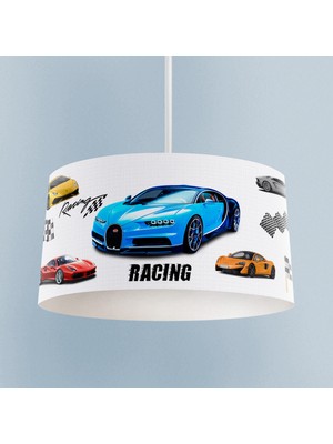 Allians Renkli Yarış Arabası Desenli Çocuk Odası Avizesi, Eğlenceli ve Şık Tasarım