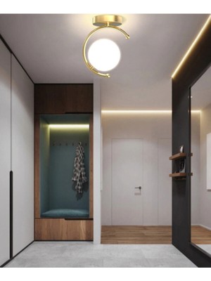 Allians Modern Altın Kaplama Beyaz Kapalı Camlı Tekli Avize, Şık Aydınlatma Seçeneği