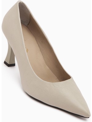 Limoya Clarry Hakiki Deri Bej Kadın Topuklu Ayakkabı