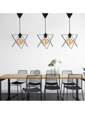 Allians 3’lü Siyah Metal Zikzak Avize Seti, Modern ve Şık Tasarım