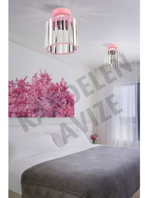 Allians Parlak Pembe Kristal Avize, Zarif Dekorasyon Işığı, Şık Tavan Lambası