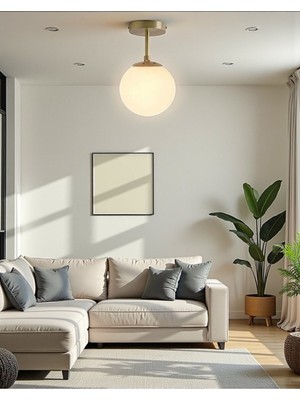 Allians Şık Beyaz Camlı Tavan Plofonyer, Spor Eskitme Tarzıyla Modern Işık