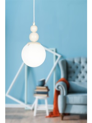 Allians Şık Beyaz Cam Tekli Avize, Modern ve Zarif Tasarım