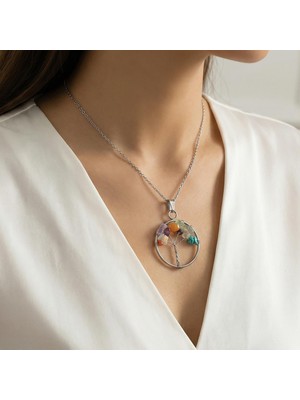 Taş Sandığı Balık Burcu Hayat Ağacı Kolye - Paslanmaz Çelik