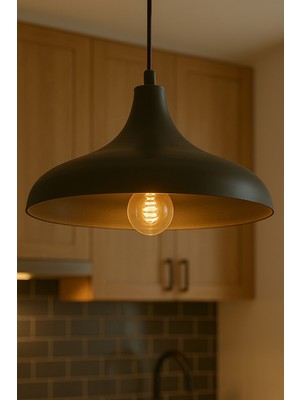 Allians Şık Siyah Rustik Tekli Avize, Salon, Mutfak ve Oturma Odası Için