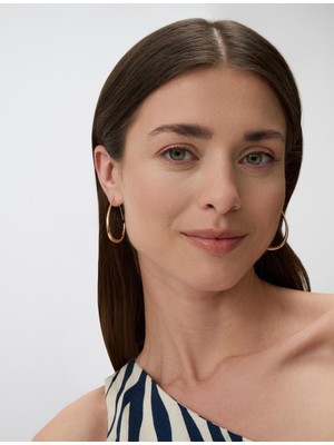 Jimmy Key Altın Rengi Ince Parlak Halka Küpe