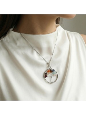 Taş Sandığı Boğa Burcu Hayat Ağacı Kolye - Paslanmaz Çelik