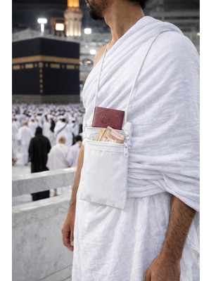 SHR Tasarım Hac ve Umre Boyun Çantası – Pasaport Para Telefon Taşıma Çantası – Fermuarlı Seyahat Çantası