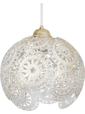 Allians Şık Krem Sarı Patine Aydınlatma Sinem Tekli Kasa Kablolu Avize