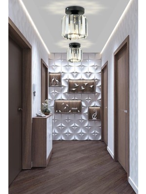 Allians Şık Siyah Y-10 Kristal Taşlı Tavan Avizesi