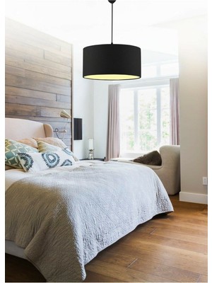 Allians Şık Siyah Kumaş Sarkıt Avize, Modern ve Zarif Aydınlatma Parçası