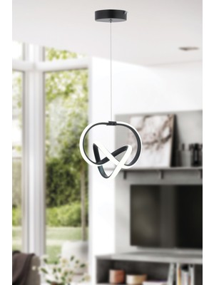 Allians Modern Siyah Sarkıt LED Avize, Beyaz Güçlü LED Işığıyla Aydınlatma