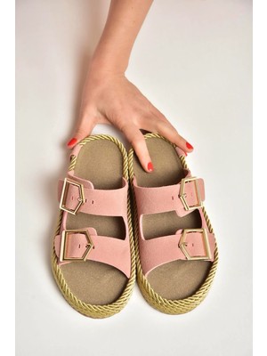 Fox Shoes U596030202 Pudra Süet Kadın Terlik
