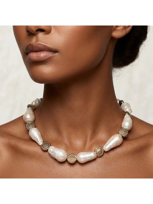 THEIA GemWorks Maris - Hematit & Barok İnci Kolye