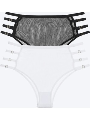 Segnante Tül Transparan Lastik Detaylı Yüksek Bel Bikini Külot