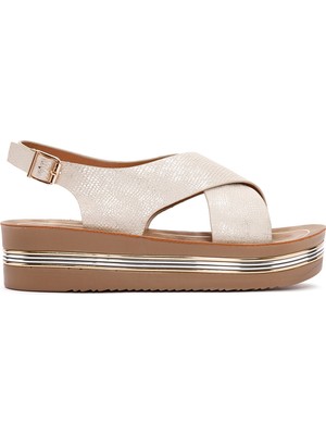 Derimod Kadın Altın Kalın Tabanlı Metalik Sandalet 26SFE461632