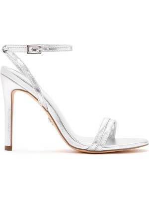 Derimod Kadın Gri Bilekten Bantlı Metalik Yüksek Ince Topuklu Sandalet 26SFE494332