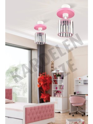 Allians Kardelen Pembe Tekli Kristal Tepsi, Taşlı Aşağı Bakan Lüks Avize